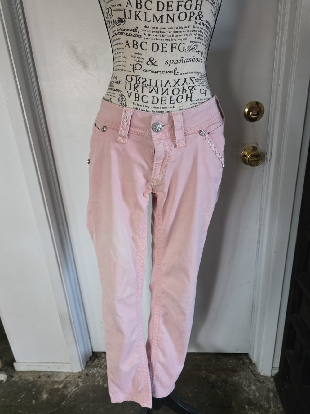 Rock Revival Pink Jeans with Crystal Trim